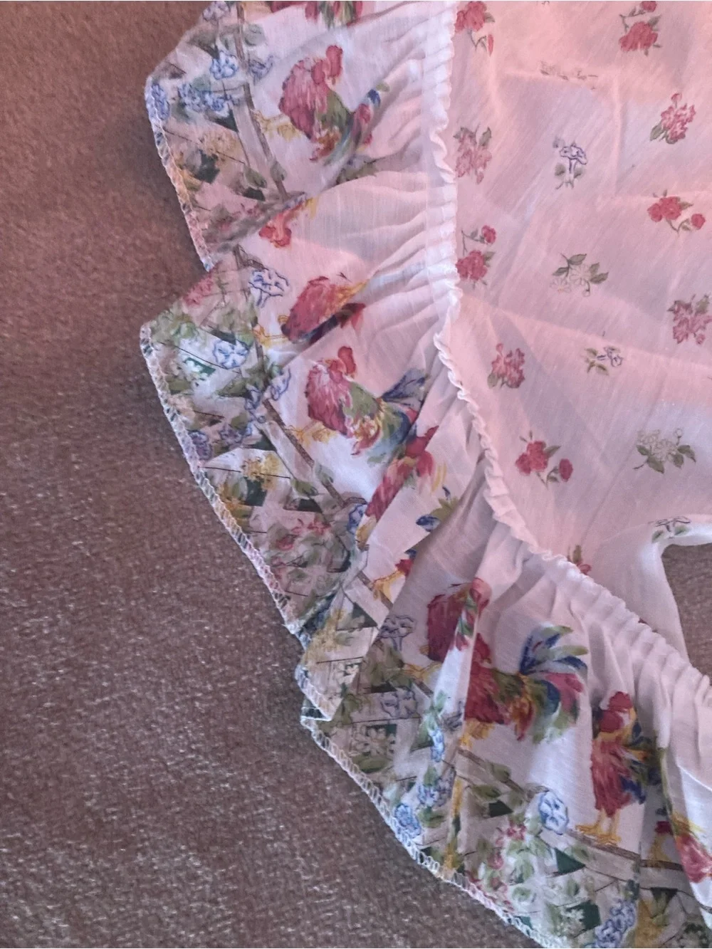 Ruffled Floral Curtain Valance in Soft Pink - Classic Country Style